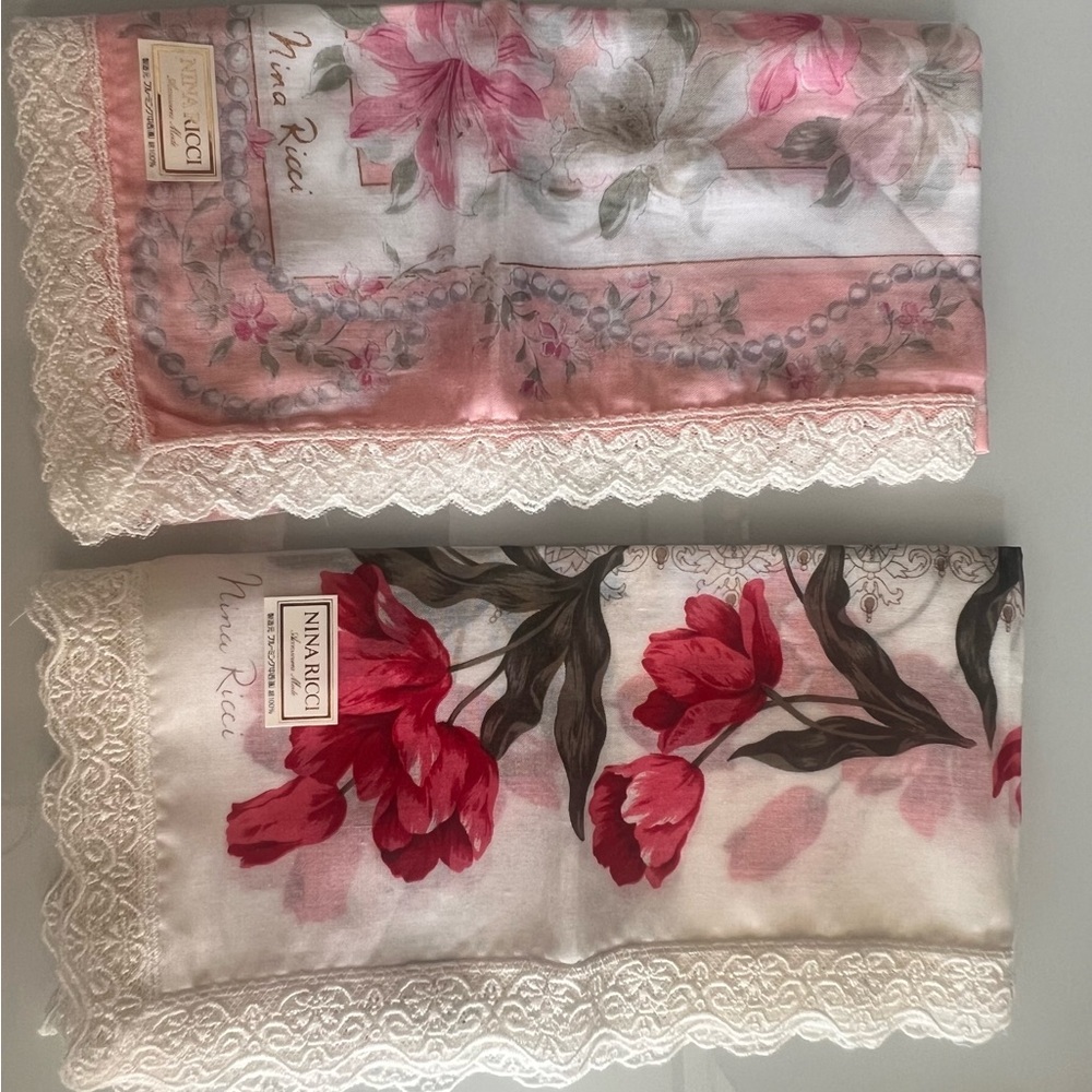 Nina Ricci Pink Floral Silk Scarf